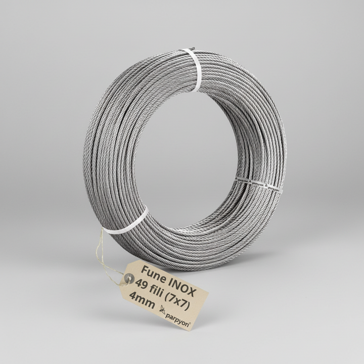 Fune Acciaio INOX AISI 316 per Esterno 49F.- D.4mm