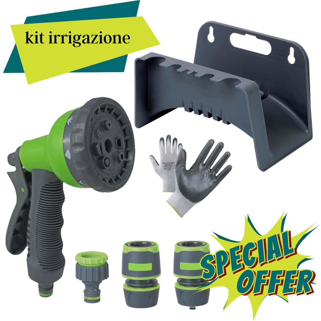 Kit Porta Tubo a Parete + Doccetta Multifunzione 8 getti + RACCORDI