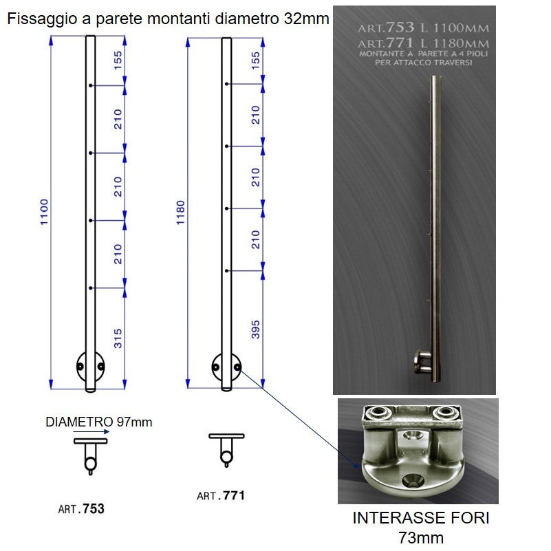 Ringhiera scala in Acciaio Inox Personalizzata - Fissaggio Parete falenashop.myshopify.com