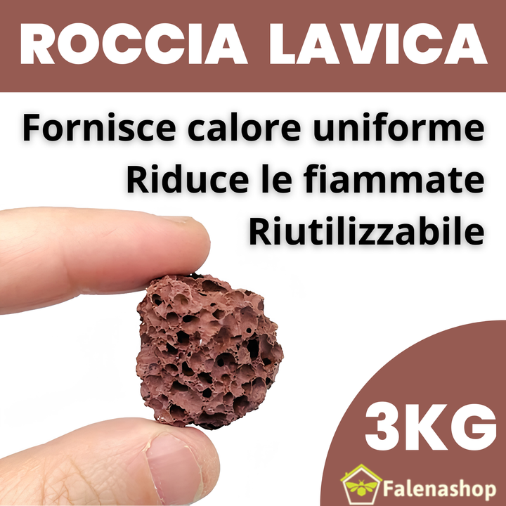 Pietra lavica per barbecue a gas 3Kg + spazzola