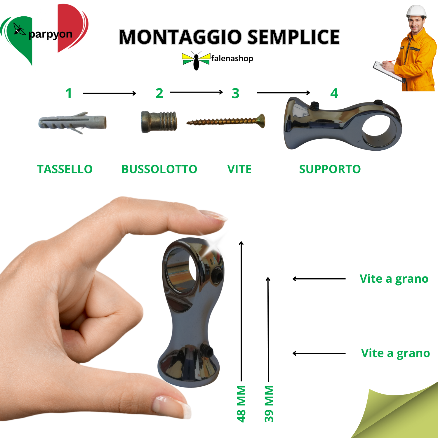 Supporto per tubo D13mm Mod. 87 - 2 Pezzi falenashop.myshopify.com