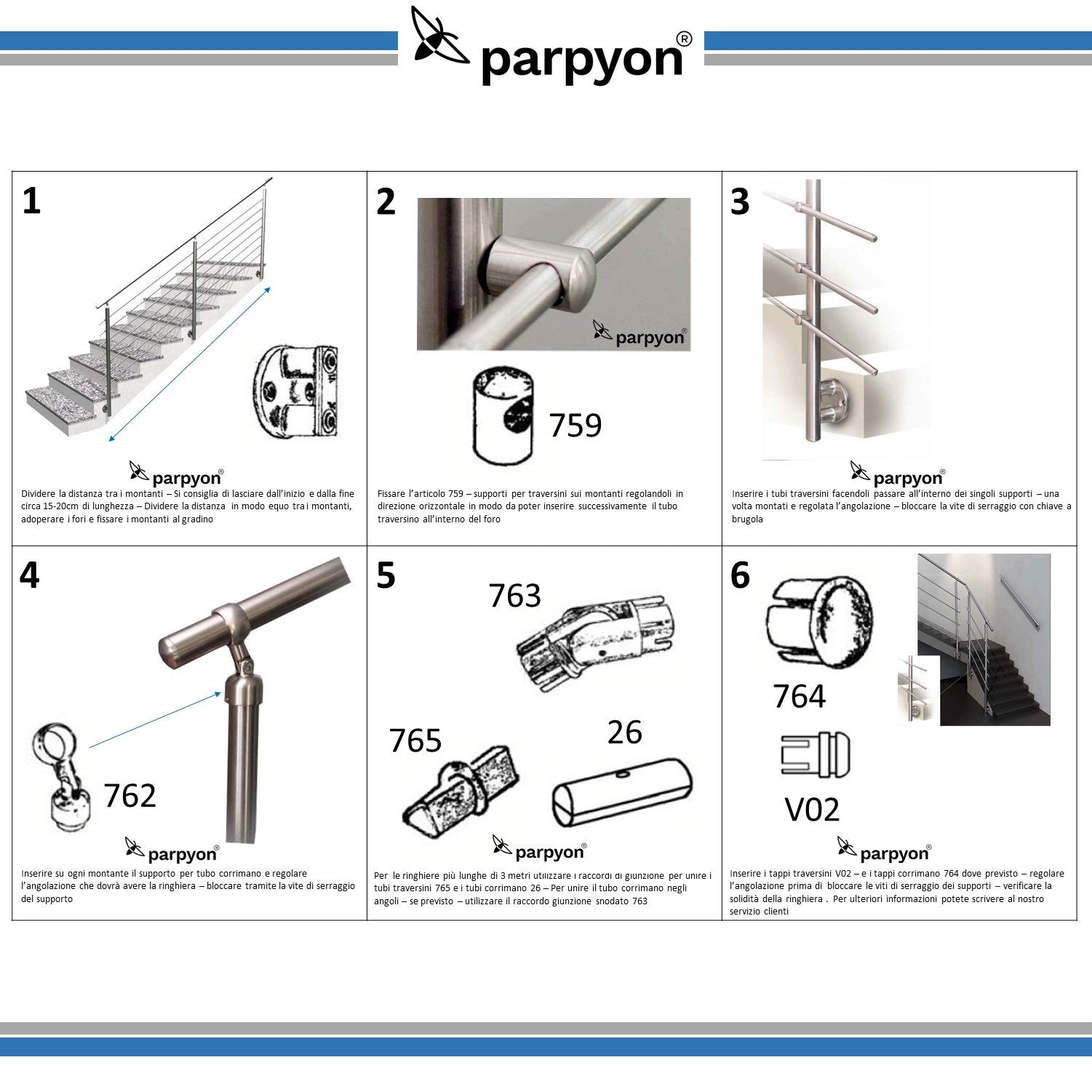 Ringhiera Scala in Acciaio Inox 1,5 MT Fissaggio a PAVIMENTO – falenashop