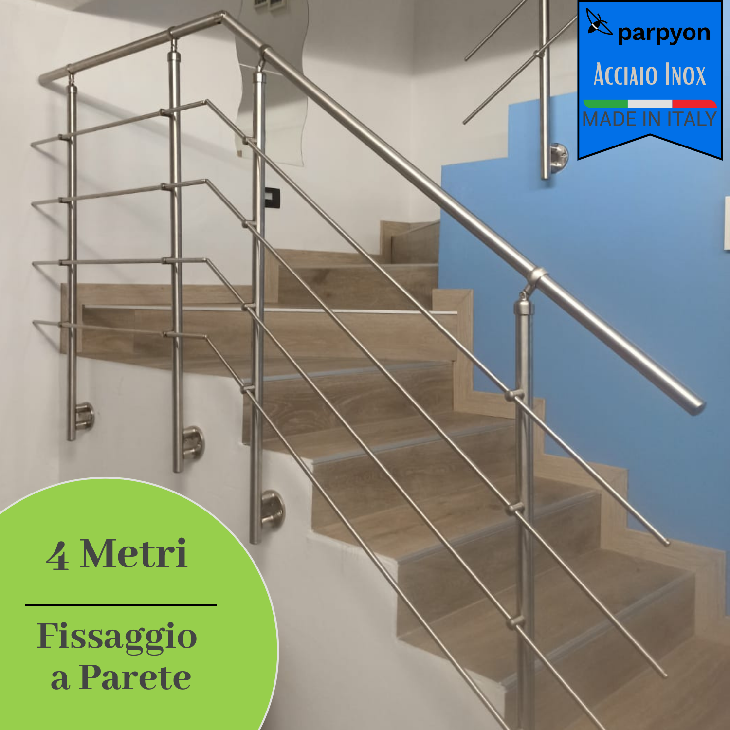 Ringhiera scala in Acciaio Inox da 4 MT - Fissaggio Parete falenashop.myshopify.com