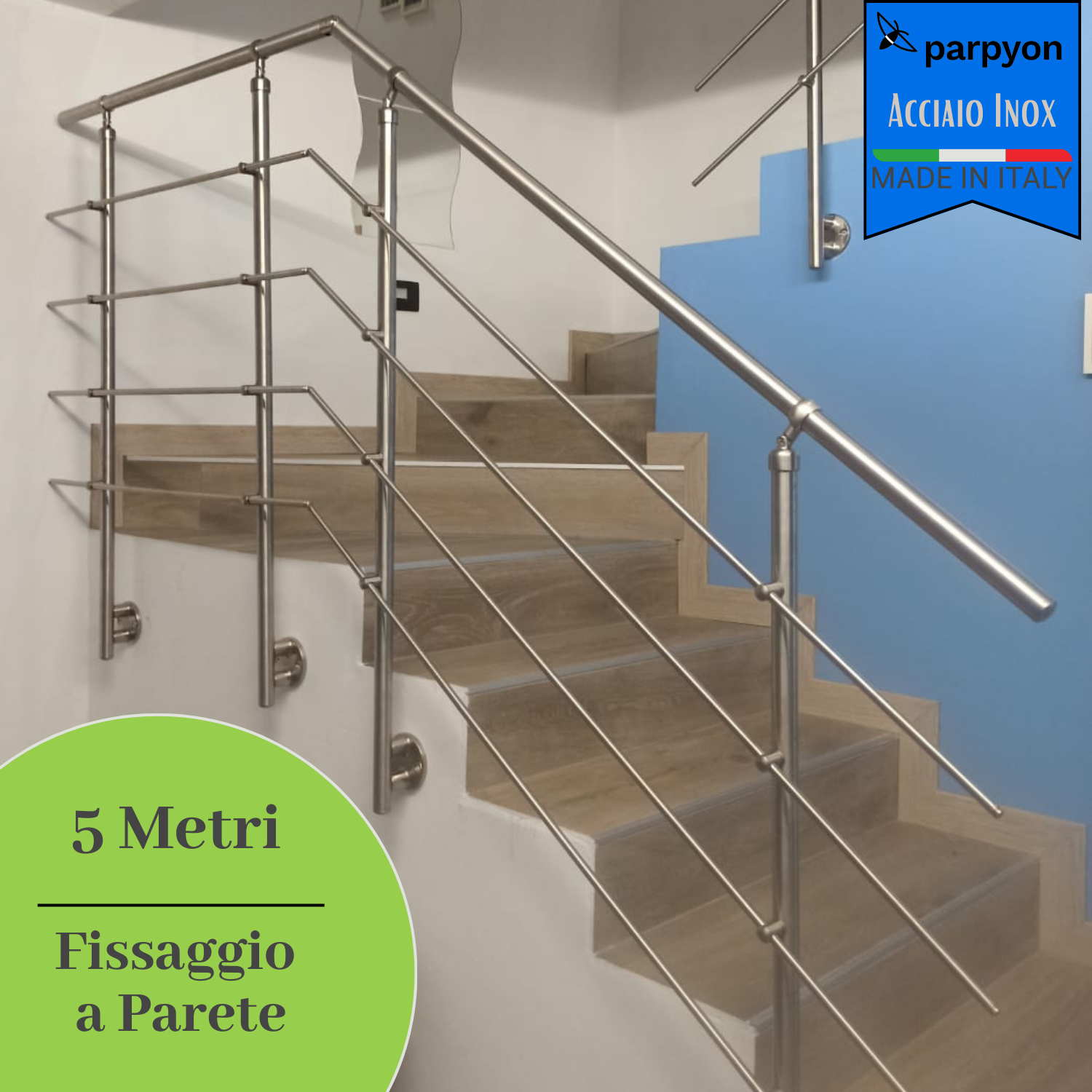 Balaustra per scale in acciaio inox corrimano balaustra guardrail argento  80 cm 0 traverse