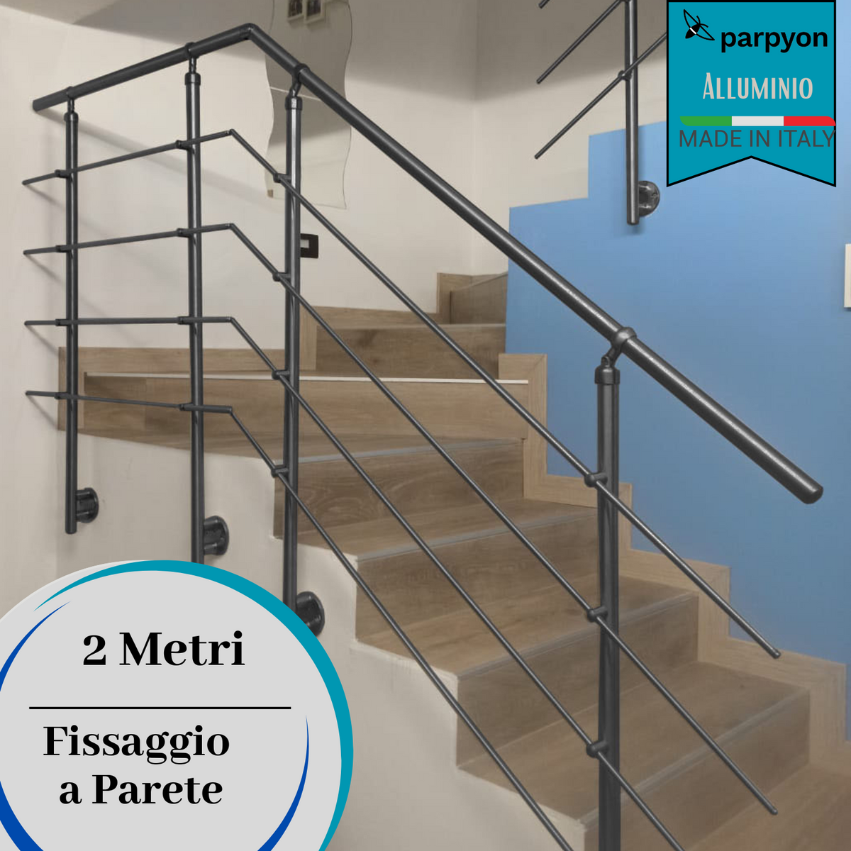 Ringhiera scala G. Grafite da 2 MT- Fissaggio Parete falenashop.myshopify.com