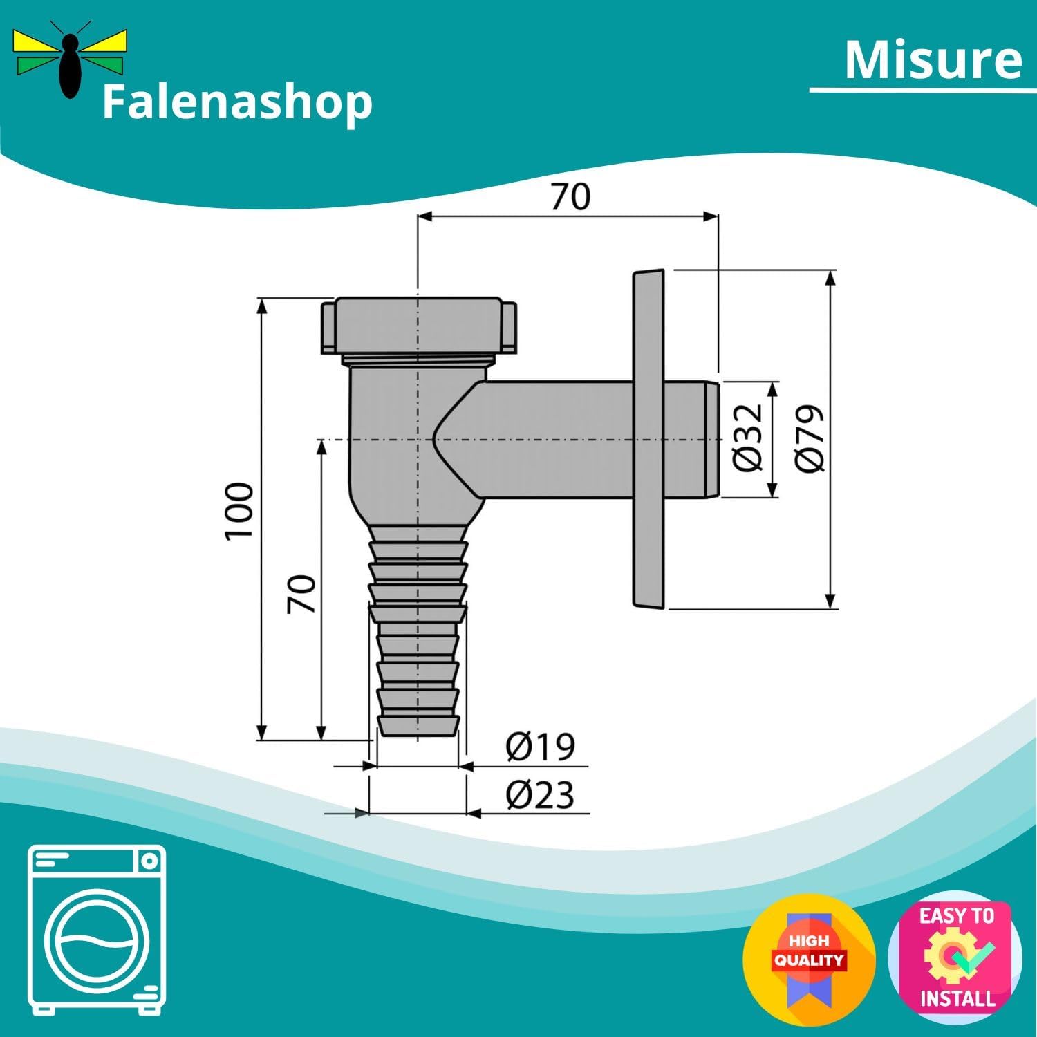 Sifone Scarico Lavatrice con Valvola di non ritorno Antiodore falenashop.myshopify.com