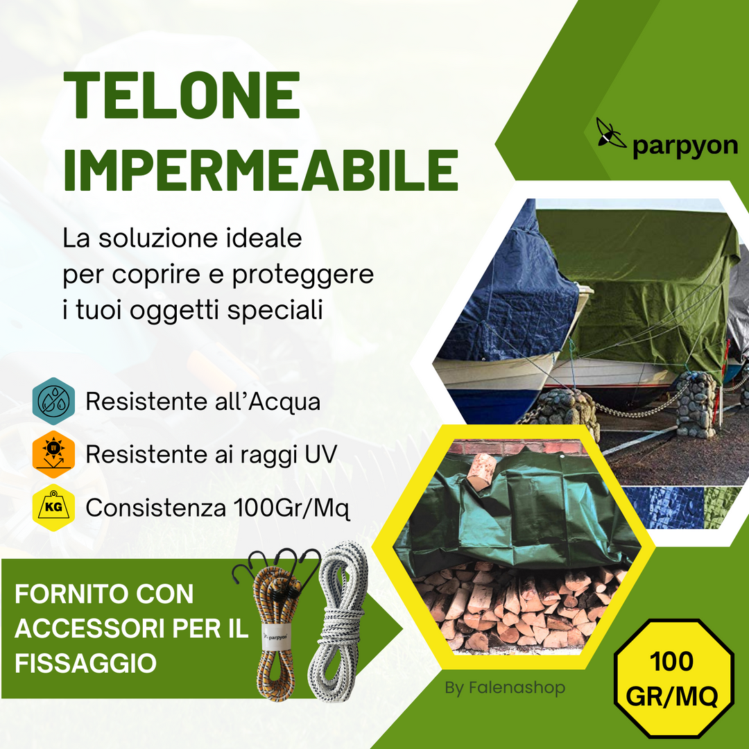 Telo Impermeabile ESTO 3x4 Metri - 245g/mq, Occhiellato, Per Auto, Barca, Giardino - Foto 10
