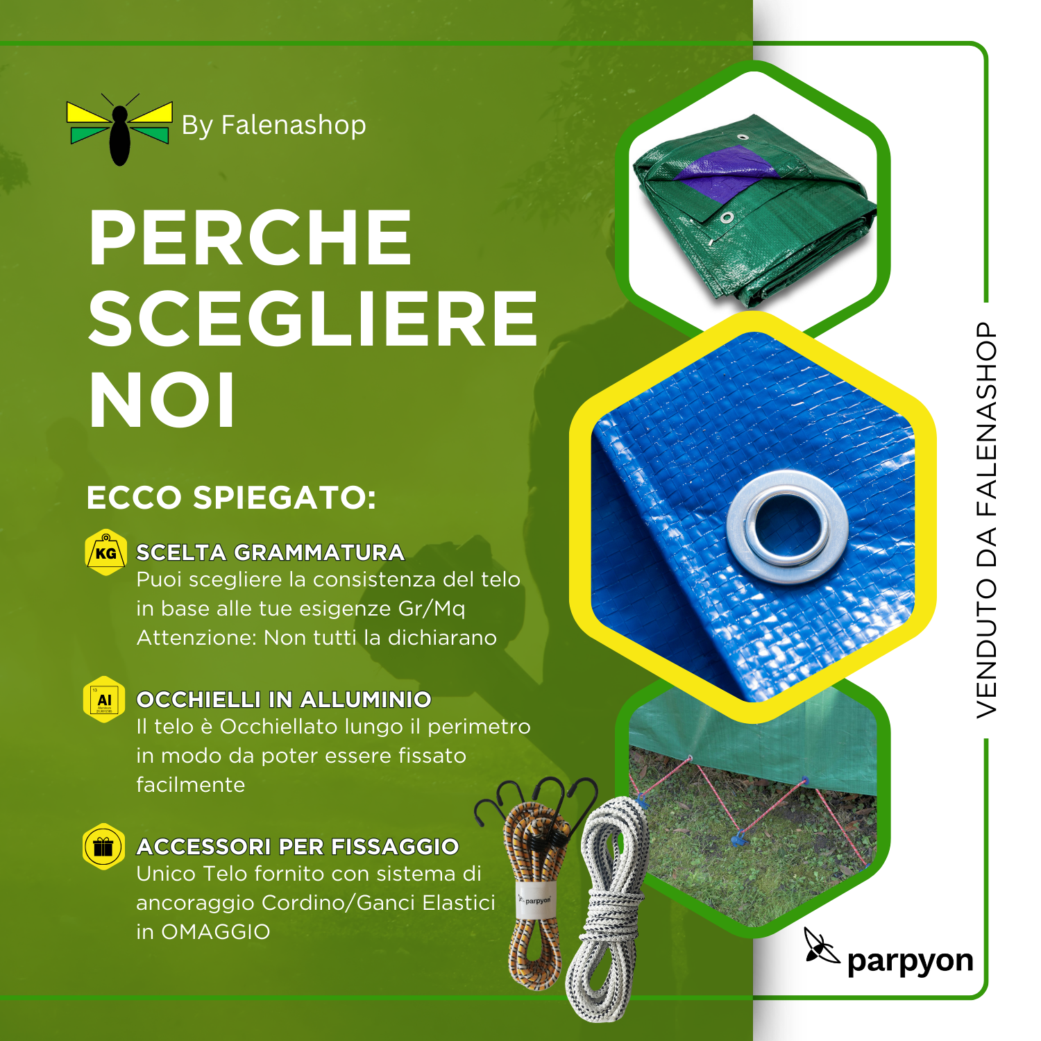 Telone Impermeabile 2,1x2,1m Con 4 Maniglie – Copertura Multiuso Per Giardino E Campeggio