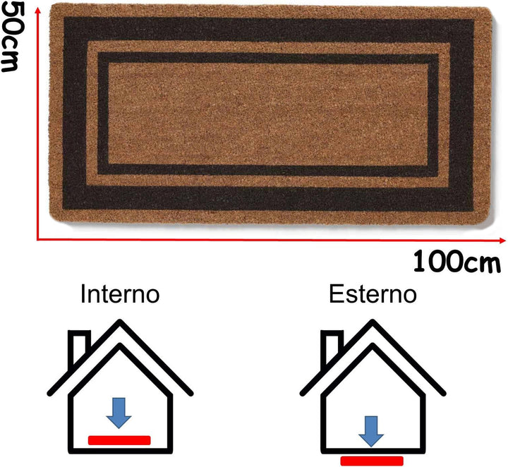 Zerbino ingresso casa Classico cm 50x100 tappeto ANTISCIVOLO zerbino in cocco misure marrone