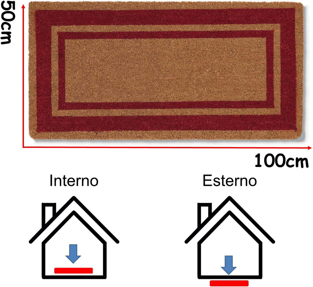 Zerbino ingresso casa Classico cm 50x60 tappeto ANTISCIVOLO zerbino in cocco misure rosso