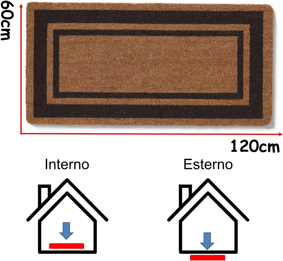Zerbino ingresso casa Classico cm 120x60 tappeto ANTISCIVOLO zerbino in cocco misure marrone