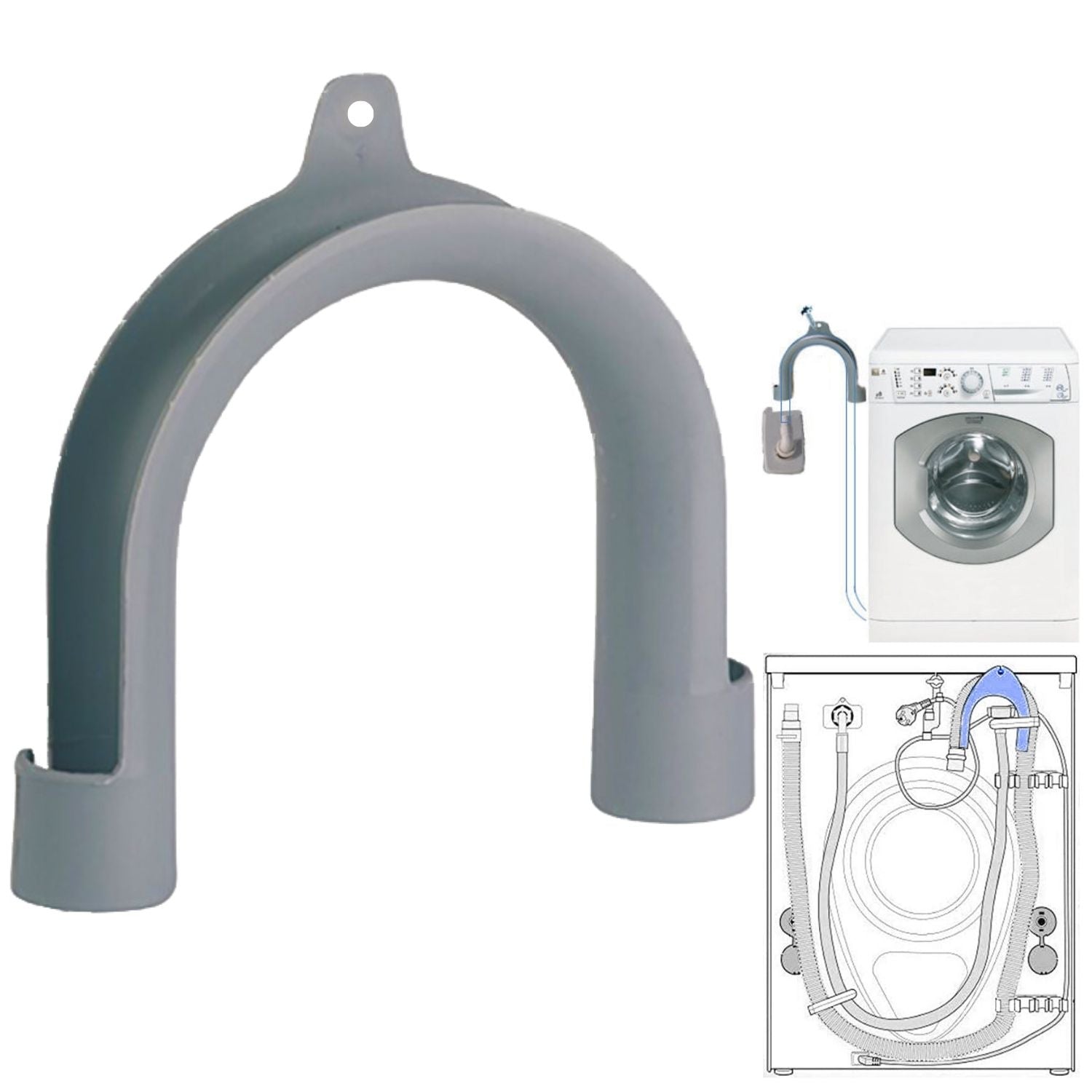 Curvetta per Tubo scarico Lavatrice o Lavastoviglie sostegno tubo Flessibile a muro sistemazione tubi accessori falenashop.myshopify.com