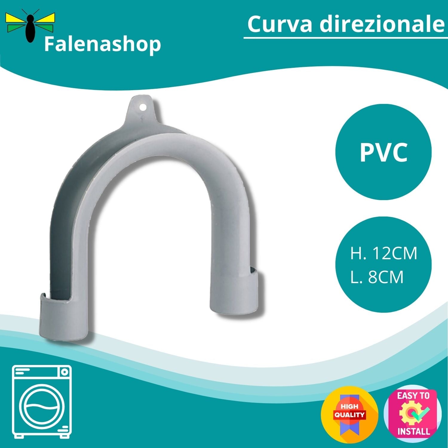Curvetta per Tubo scarico Lavatrice o Lavastoviglie sostegno tubo Flessibile a muro sistemazione tubi accessori falenashop.myshopify.com