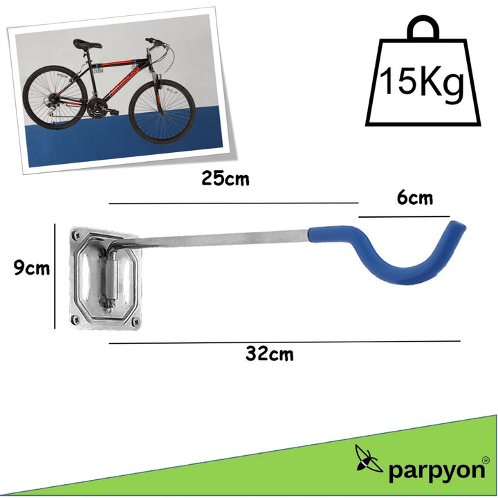 Parpyon® Porta biciclette da muro 2 gancio bici muro, porta bici, porta attrezzi da parete