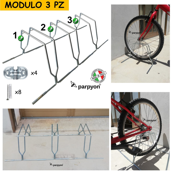 Parpyon® porta biciclette da terra n. 3 rastrelliera biciclette, porta bici