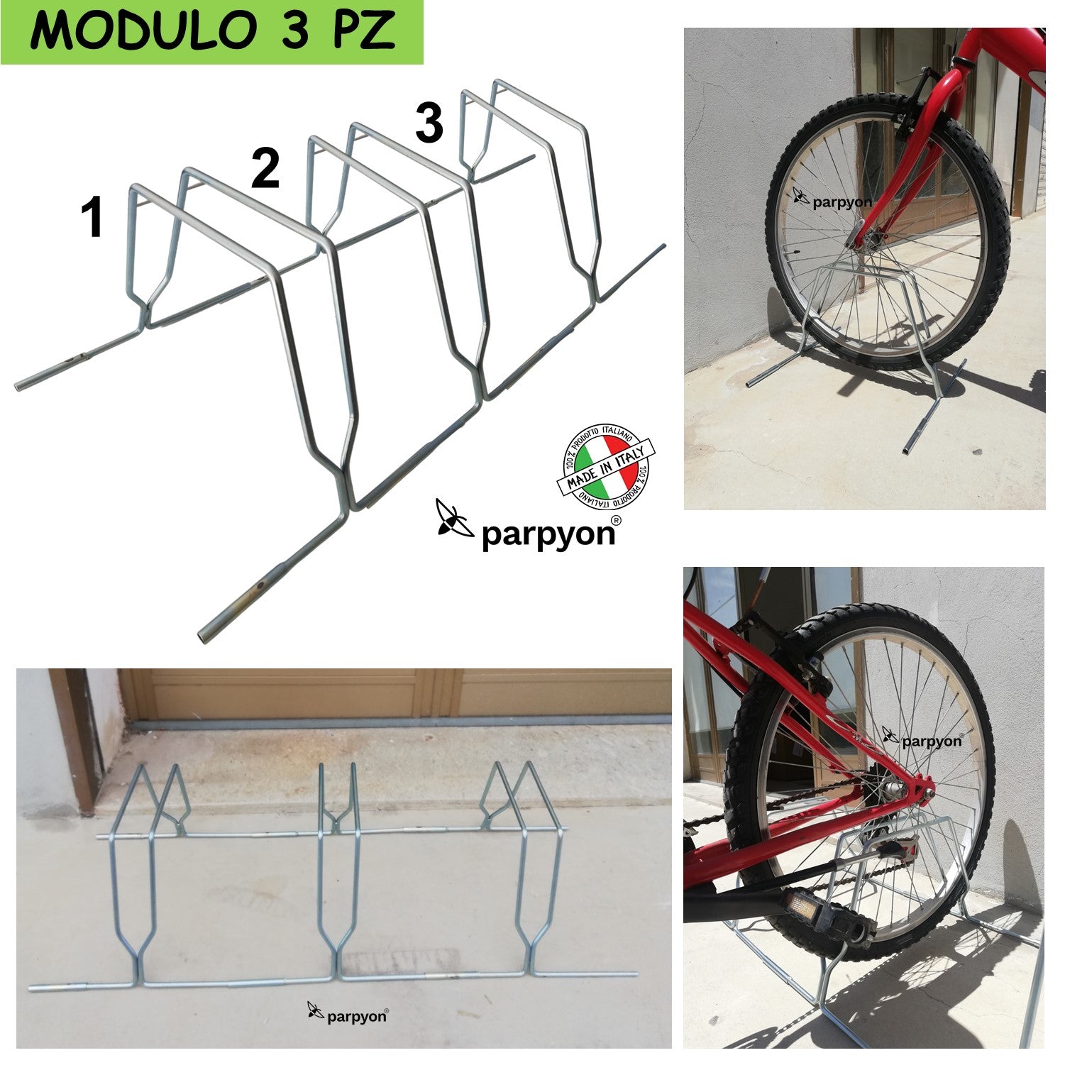 Parpyon® porta biciclette da terra n. 3 rastrelliera biciclette, porta –  falenashop