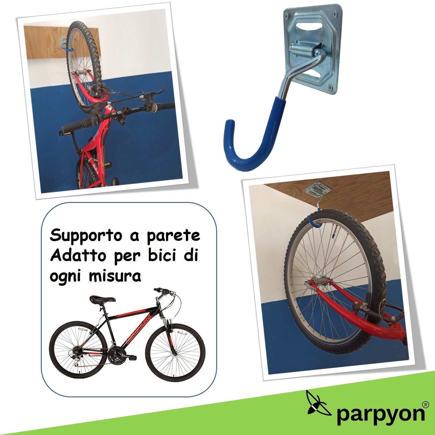 Parpyon® Porta biciclette da muro gancio bici muro, portabici da tetto –  falenashop