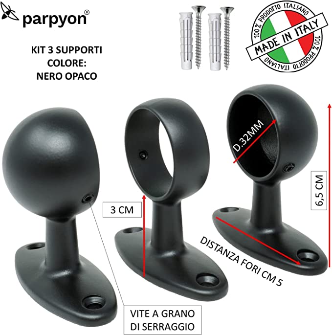 Supporti per corrimano a muro Staffe per tubo Mod. 519-3 falenashop.myshopify.com