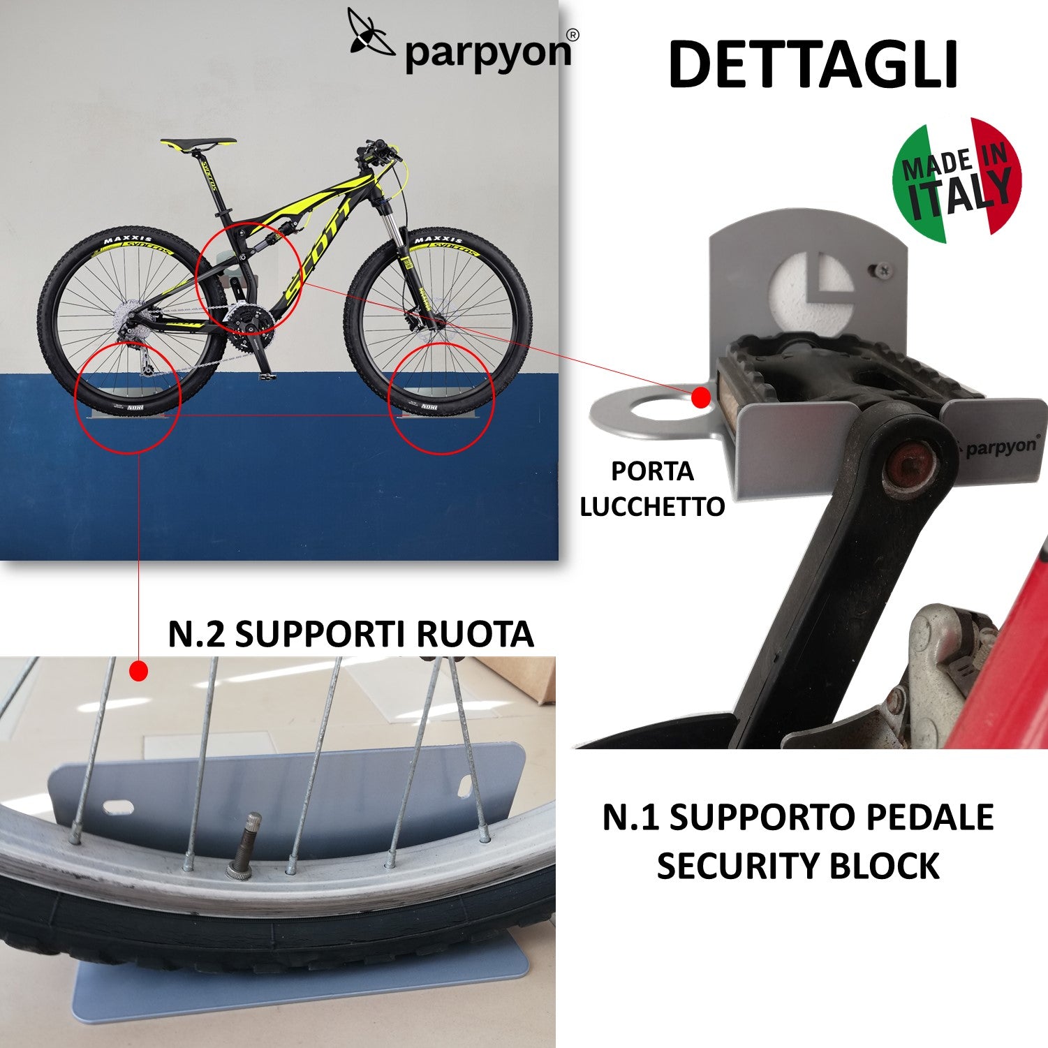 Parpyon® Porta biciclette da muro gancio bici muro, portabici da tetto, porta bici