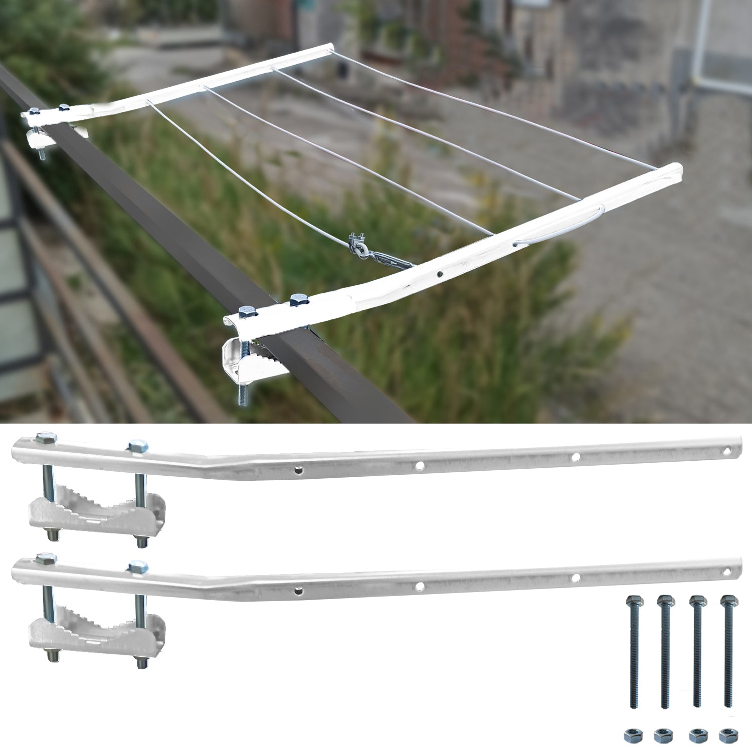 Metaltex Stendibiancheria Da Campeggio/balcone Favonio: 3 Metri Di Lunghezza, Pieghevole, Acciaio Inox Argento/nero