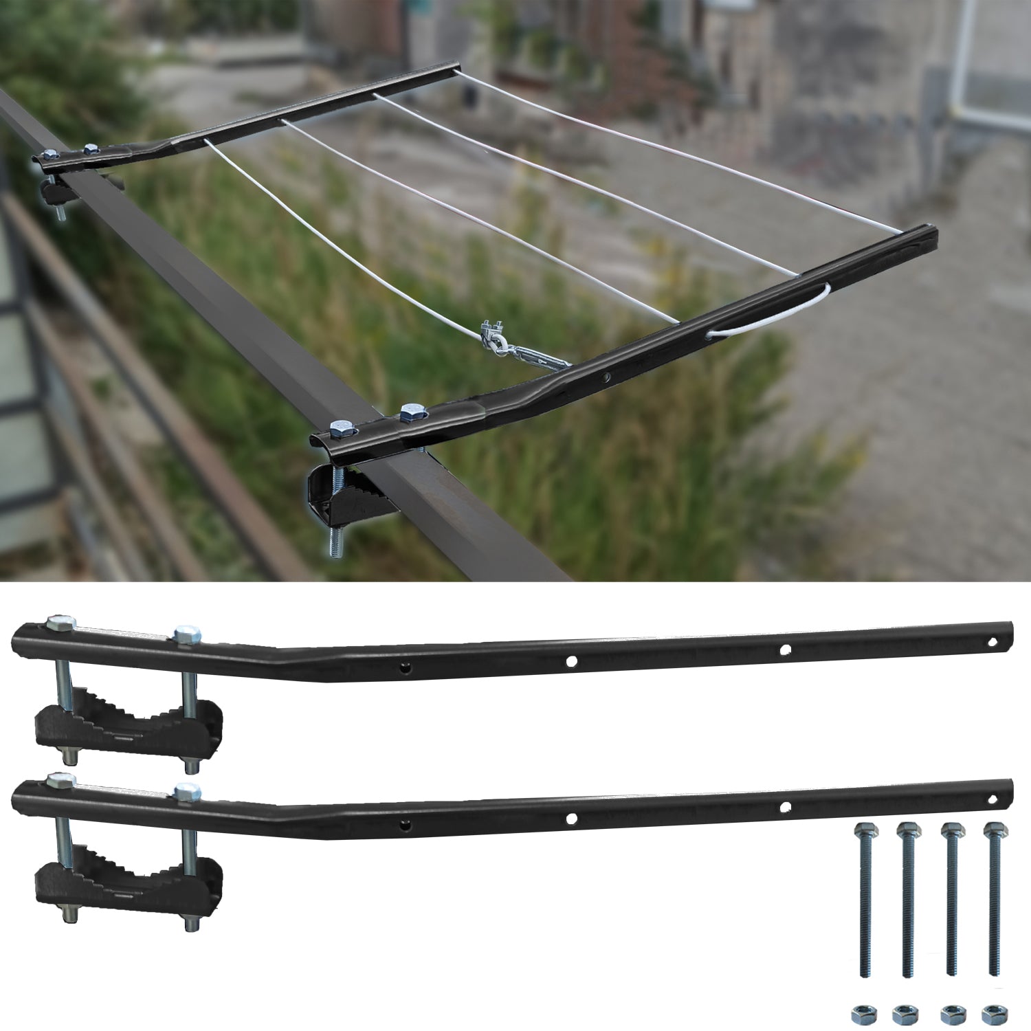 Bracci Stendibiancheria da balcone esterno nero fisso #colore_grigio-scuro