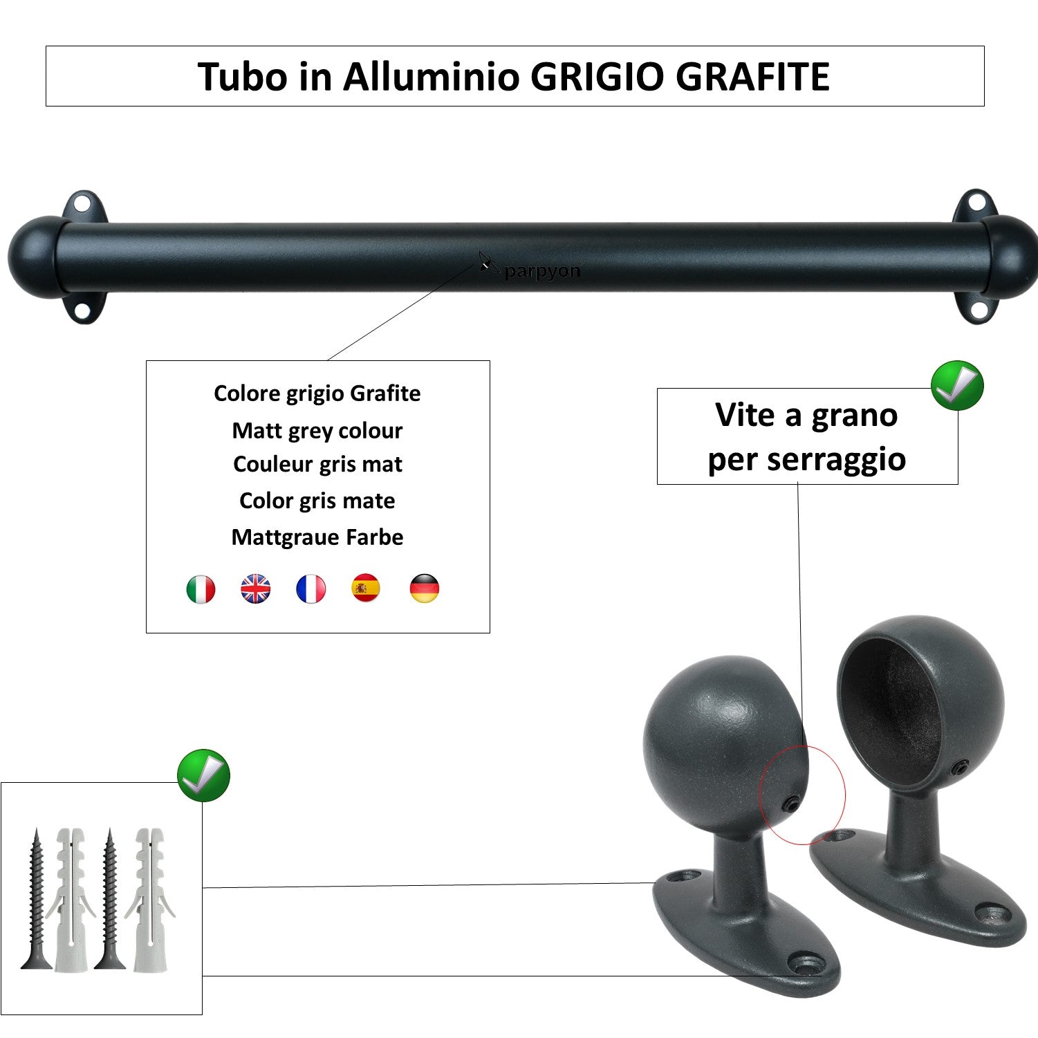 Parpyon Corrimano a muro Mod. 519 maniglia appoggio