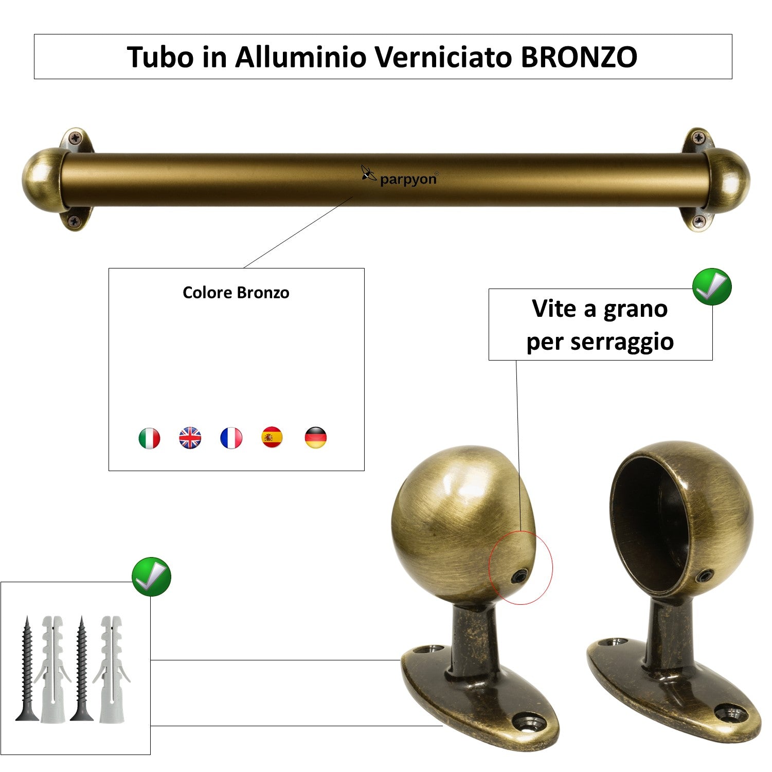 Parpyon Corrimano a muro Mod. 519 maniglia appoggio