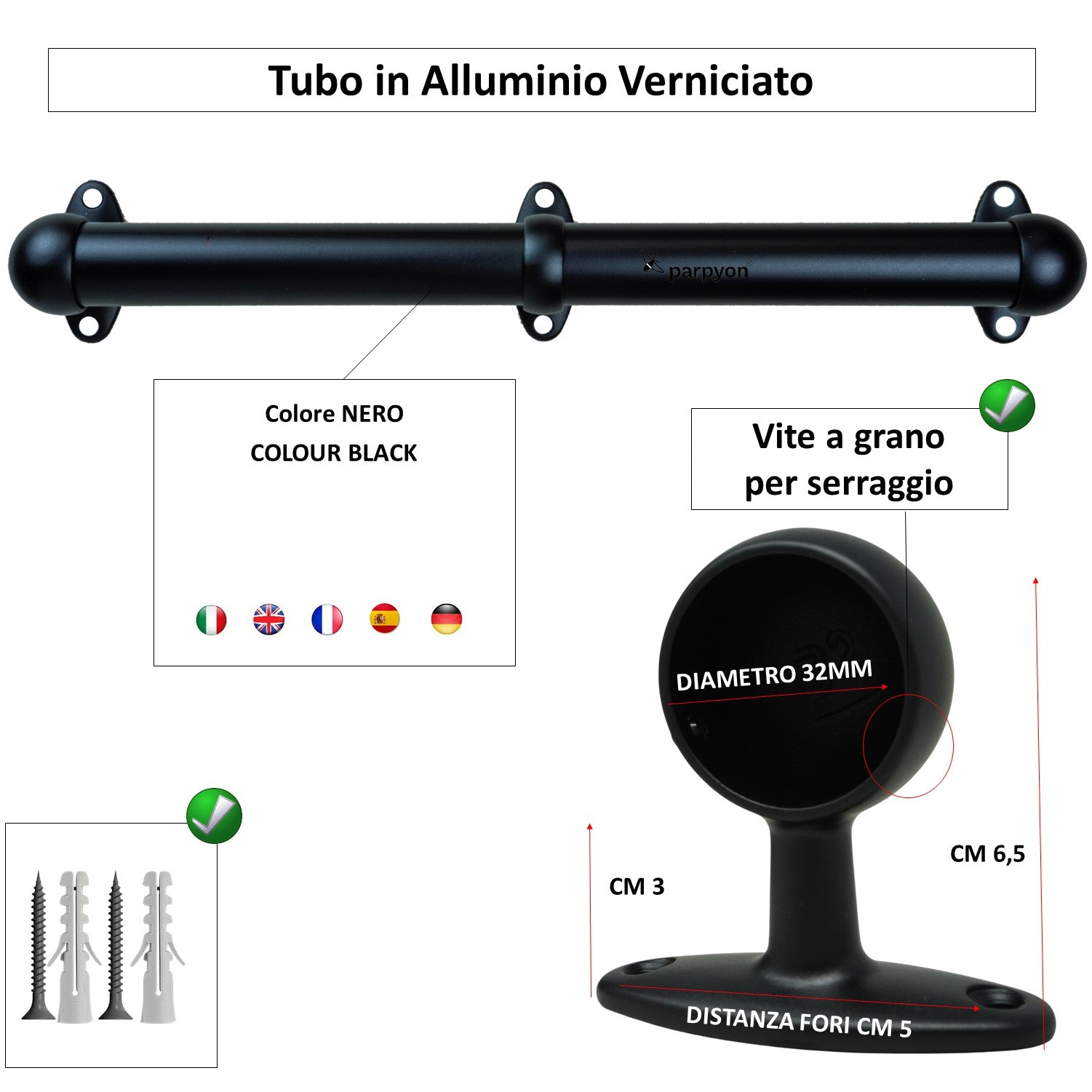 Parpyon Corrimano a muro Mod. 519 maniglia appoggio