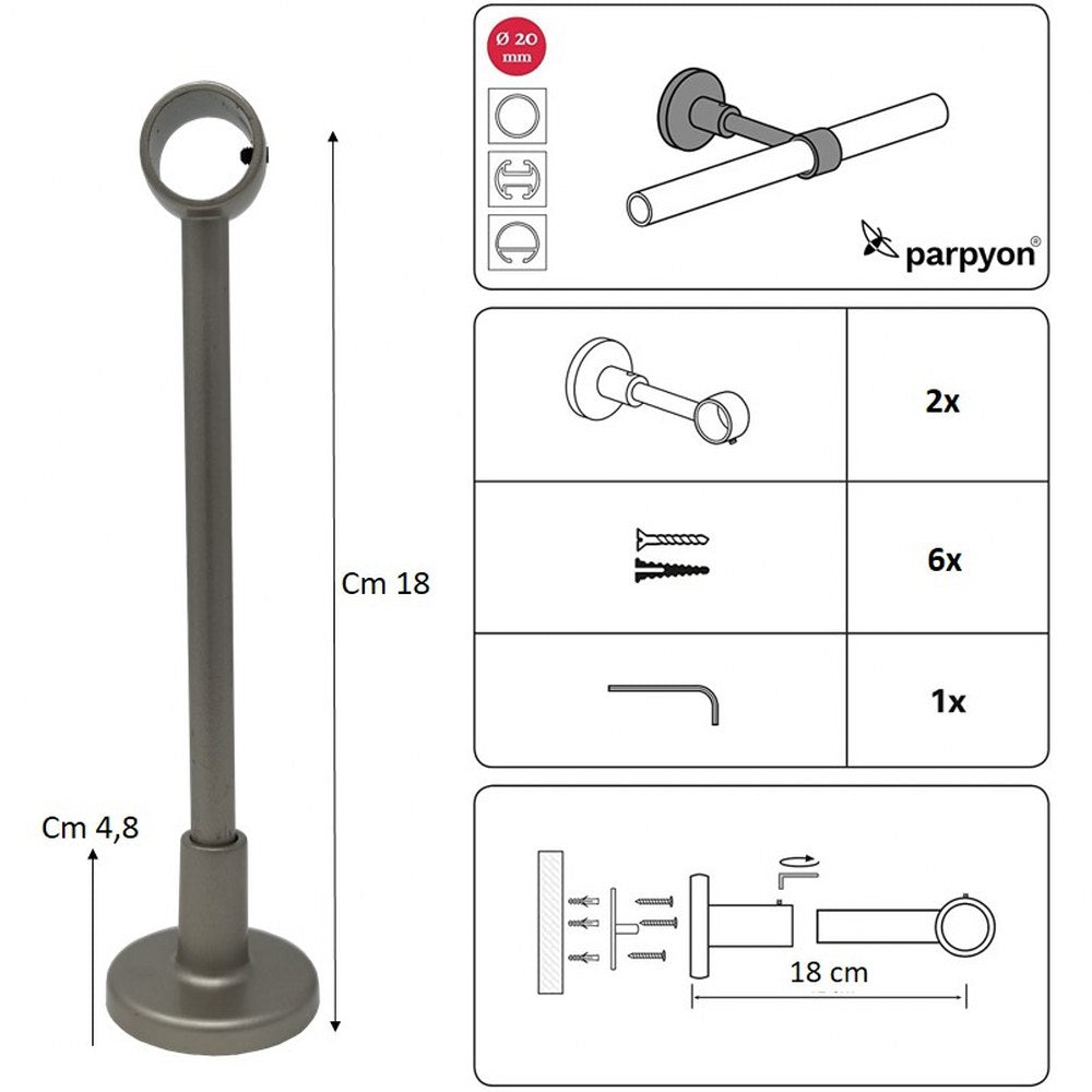 Supporti per bastoni tende in Metallo, 2pz. + viti e tasselli falenashop.myshopify.com