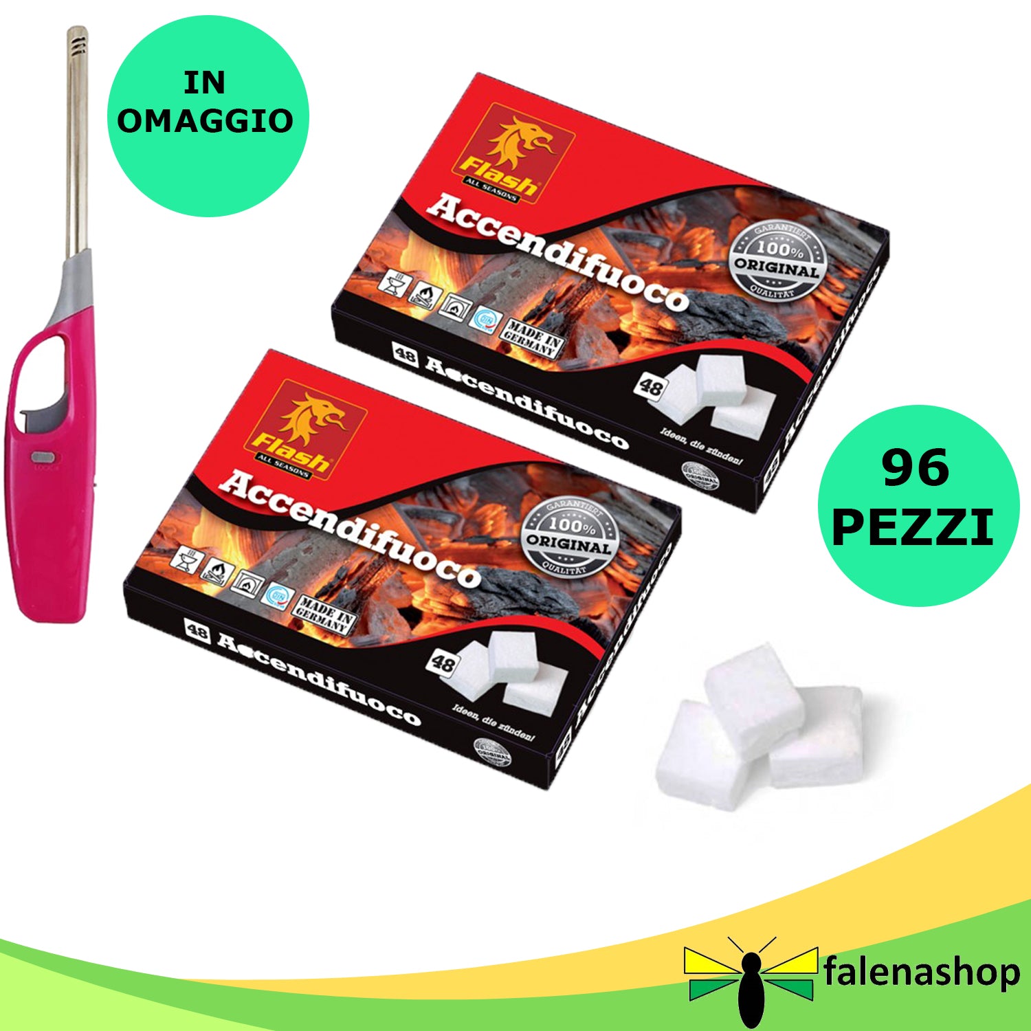 Accendifuoco 96pz Accendi carbonella Barbecue + Accendigas omaggio falenashop.myshopify.com