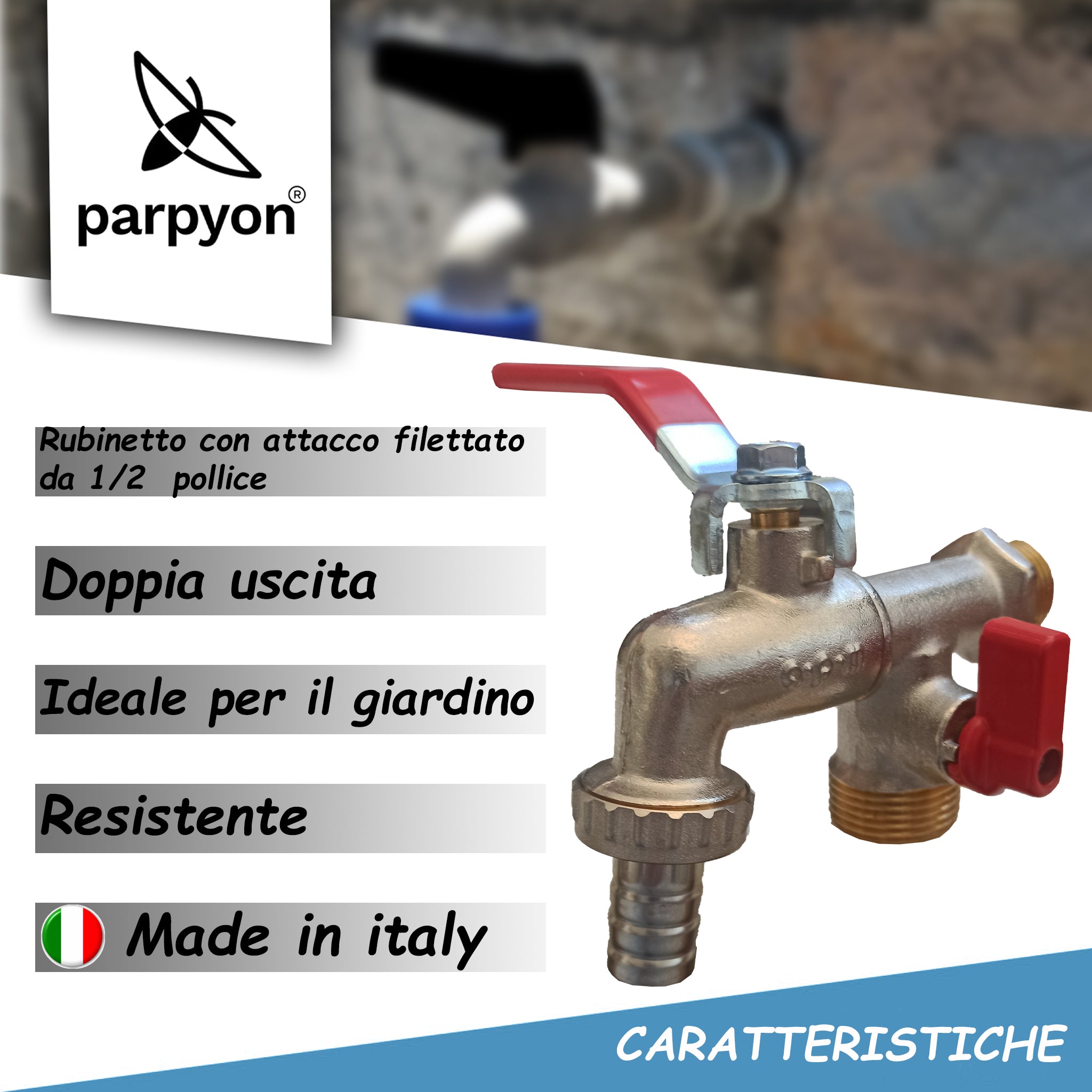 Parpyon® Rubinetto Giardino 1/2 pollice con porta gomma - Prodotto