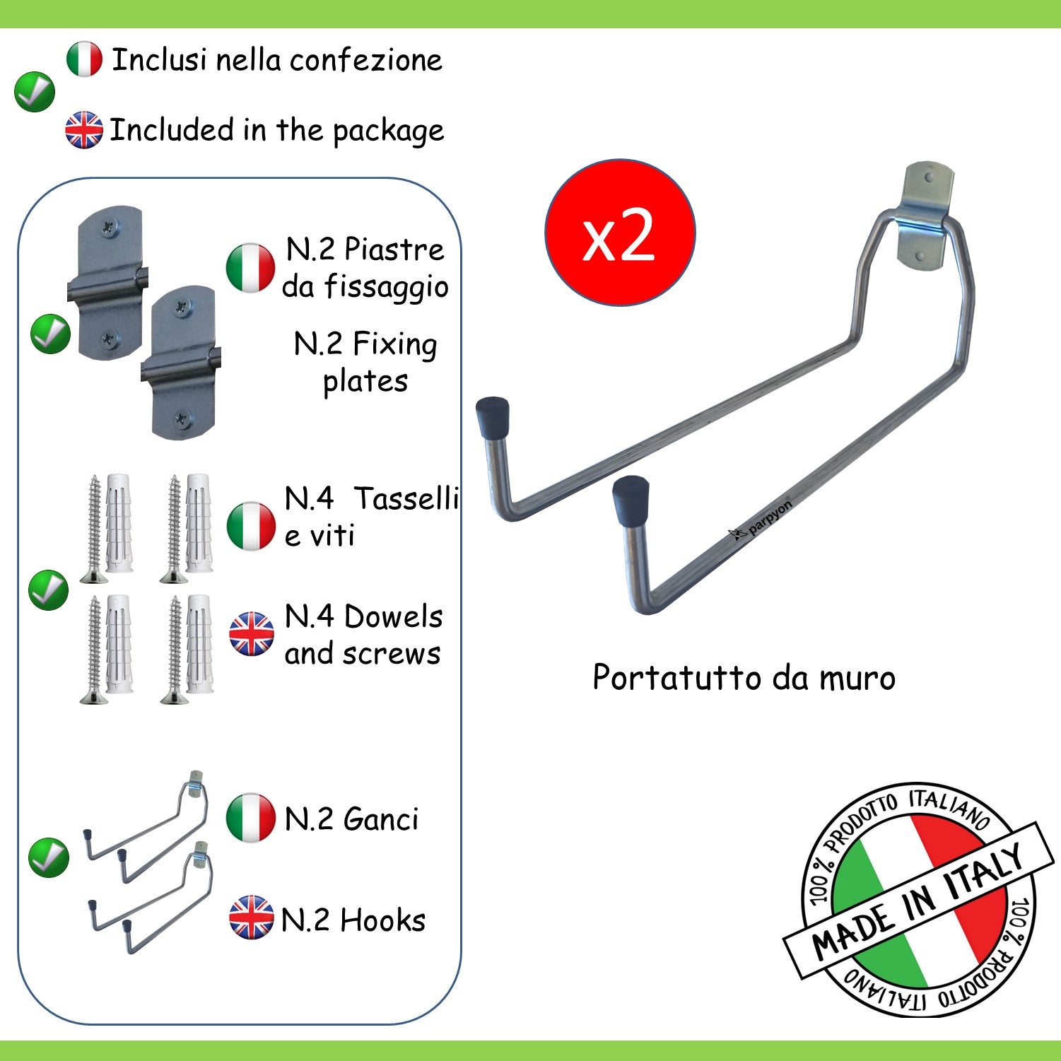 Relaxdays Set 6 Ganci Portautensili Da Parete – Acciaio Nero/Rosso, Portata 18 Kg Cad. – Per Attrezzi Da Giardino, Scale, Scope