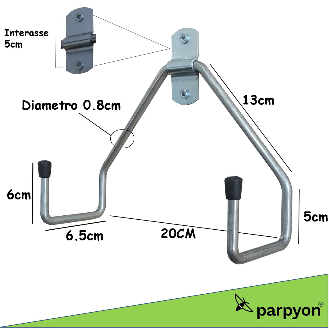 Parpyon® 2 ganci doppi da muro ganci per garage porta attrezzi da parete