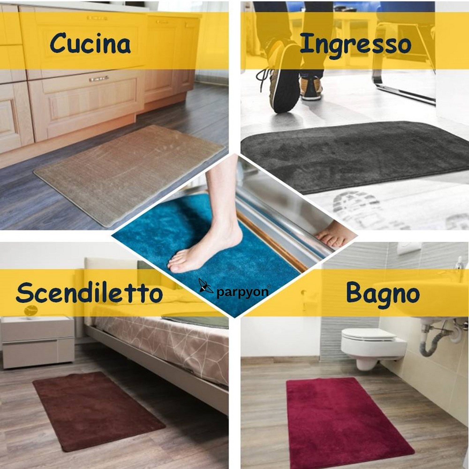 utilizzo Tappeto bagno antiscivolo Linosa asciugapasso ingresso tappeto MAGICO in microfibra #colore_marrone