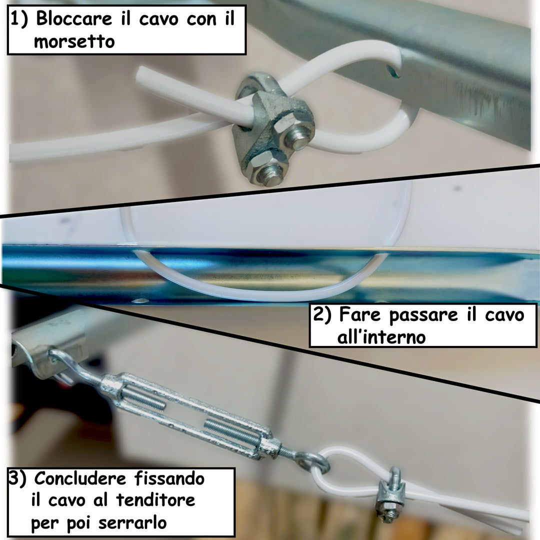 Kit 12 Tendifilo Per Bucato - Morsetti E Tenditori In Acciaio Zincato Per Cavi Da 5mm, Made In Italy - Foto 2